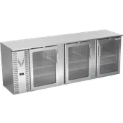 Victory VBBN94HC-FG-S 94" 3-Door Back Bar Refrigerator, 27.191 cu. ft., Stainless Steel, 3 Self-Closing Glass Doors, LED Lighting 1 image