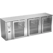 Victory VBBN94HC-G-S 94" Three-Section Back Bar Refrigerator, 27.191 cu. ft., Stainless Steel, Glass Doors 1 image