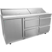 Asber APTS 72 18 D4 P 72" 4-Drawer & 1-Door Sandwich and Salad Prep Table, 18 Pans, Stainless Steel 1 image