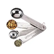 American Metalcraft MSSF75 Measuring Spoon Set 4-Piece Stainless Steel, 1 Tbsp/-1/2 Tbsp/1 Tsp/-1/2 Tsp 1 image