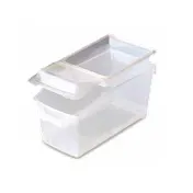 Carlisle 09308 Food Storage Container, 3-Gal Clear PP, 18-7/8" x 9-1/8" x 8-7/8", Front Handle & Lid 1 image