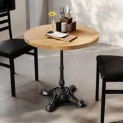 Flash Furniture GSF-RD30-NAT-SDAT2222-GG 30" Round Beech Wood Butcher Block Table Top, Natural Finish, Black Cast Iron Base 2 image