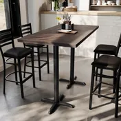 Flash Furniture GSF-REC3060-DKBRN-T2222B-GG 30x60 Rectangular Wood Table Top, Black X-Base, Beech Wood Butcher Block Style 2 image