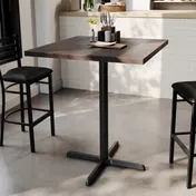 Flash Furniture GSF-SQ36-DKBRN-T3030B-GG 36x36 Square Butcher Block Wood Table Top, Dark Brown, Beech Wood, Black X-Base 2 image