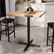 Flash Furniture GSF-SQ36-NAT-T3030B-GG 36x36 Square Wood Table Top, Butcher Block, Beech Wood, Black X-Base 2 image