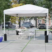 Flash Furniture JJ-GZ10PKG183Z-4LEL3-WHWH-GG 10'x10' Pop-up Canopy Set with 6' Folding Table and 4 White Chairs 2 image