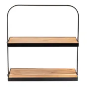 TableCraft Products 10718 - Two-Tier Acacia Display Stand, 17-3/10" x 8" x 18", Black Metal Frame 1 image