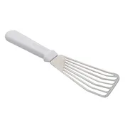 TableCraft 10944 Stainless Steel Fish Turner, 6" x 2-7/8" x 5/8", White Plastic Handle, Dishwasher Safe 1 image