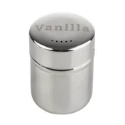 TableCraft Products 11053 Shaker, 6-Ounce Vanilla Imprint, Stainless Steel, Finish, Perforated Top 1 image