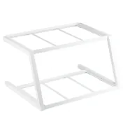 TableCraft 11796 Display Stand - 2-Tier Trapezoid, 23.5"W x 17.75"D x 13"H, Coated White Steel 1 image