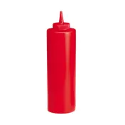 TableCraft Products 12463K Red 24oz Wide-Mouth Squeeze Bottle 63mm Opening Polyethylene DishwasherSafe 1 image
