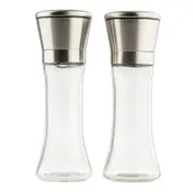 TableCraft Products 12836 - Salt & Pepper Mill Set, 6 oz., 2-1/2" Dia. x 7-1/2" H, Steel & Glass, Set 1 image