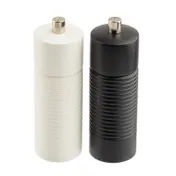 TableCraft 12857 Salt & Pepper Mill Set, 1-1/2oz, 1-3/4" Dia. x 5-1/2" H, Wood, Black & White, 2/Set 1 image