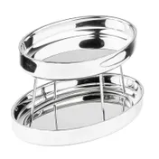 TableCraft Products 12914 - Oval Seafood Tower, 2-Tier, 14" x 9-1/2" x 8-1/2" H, Stainless, Mirror 1 image
