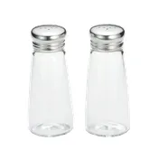 TableCraft 132S&P-2 Salt & Pepper Shaker, 3oz Glass, 1-7/8" Dia., 4-1/2" H, Stainless Steel Top 1 image
