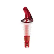 TableCraft 149A Liquor Pourer - 1-1/4 oz, Red Spout, No Collar, BPA-Free Plastic, Hand Wash Only, 1 Dozen 1 image