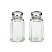 TableCraft 150S&P-2 Salt Pepper Shaker - 1 oz, 1-9/16" dia x 3" H, Clear Glass, Stainless Steel Top 1 image