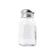 TableCraft Products 154S&P-2 Salt & Pepper Shaker, 3 oz, 1-1/2" x 1-1/2" x 4", Steel Top, Glass Set 1 image