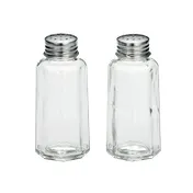 TableCraft 157S&P Salt/Pepper Shaker - 2 oz., 1-5/8" dia. x 3-3/4" H, Glass & Stainless Steel 1 image