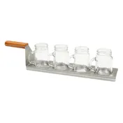 TableCraft Products 20002 Drink Flight Spatula, 16" x 3-1/2" x 3-1/4", Steel Plate, 4 Wells, Bar Tray 1 image