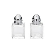 TableCraft Products 30S&P Salt Pepper Shaker, 1/2 Oz, 1-1/8" x 2" Glass Jar, Nickel Plated Top 1 image