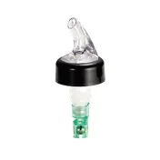 TableCraft Products 4243A Liquor Pourer - 3/4 oz capacity, clear spout, black collar, dip tube, plastic, pack of 12 1 image