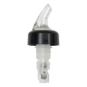 TableCraft 4248A Liquor Pourer - 1-1/4 oz Capacity, Plastic, Black Collar, Clear Spout , Sold by Dozen 1 image