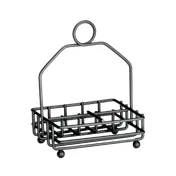 TableCraft 593RBK Condiment Caddy, 2-Compartment, 4-3/4" x 4-3/4" x 6-1/8", Black Powder Coated Metal 1 image