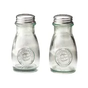 TableCraft Products 6618 Shaker Set, 2-Pack 4 oz Green Glass Jars, Steel Tops - 1"-3" Height 1 image