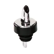 TableCraft 671 Liquor Pourer - Free Flow Pourer with Chrome-Plated Silver Spout, Black Collar, Sold in Dozen-Pack 1 image