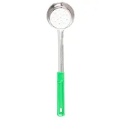 TableCraft Products 7704 - 4oz Perforated Portion Control Spoon, Stainless Steel, Green Handle 1 image