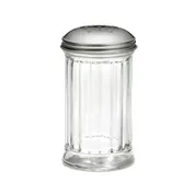 TableCraft Products 800 - 12 Oz Fluted Glass Cheese & Spice Shaker, Perforated Top, Metal Lid 1 image