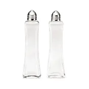 TableCraft Products 81 Salt & Pepper Shaker - 2oz, 1-1/2" Dia., 5-1/2" H, Nickel-Plated Top, Glass 1 image