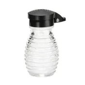 TableCraft BH2MPBK Salt & Pepper Shaker, 2 oz, 2-1/16" x 3-15/16" Height, Glass, ABS Black Flip Top 1 image