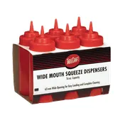 TableCraft Products C11253K - 12 oz Red Squeeze Bottle, NSF, Dishwasher Safe, 53mm Opening - 6/Pack 1 image