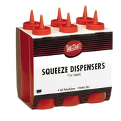 TableCraft C112K 12oz Red Squeeze Bottle, 38mm Cone Tip, Dishwasher Safe Polyethylene - 6/Pack 1 image