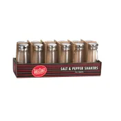 TableCraft C132-12 Salt Pepper Shaker, 3 Oz Glass, 1-7/8" Dia x 4-1/2" H, Steel Top - 12/Pack 1 image