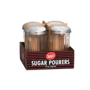 TableCraft C57S-4 Sugar Pourer Shaker 12 oz Fluted Glass Stainless Steel Top, Dishwasher Safe, 4/Pack 1 image