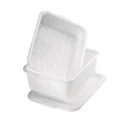 TableCraft DBF55 Drain Box Set - 21" x 15" White Polyethylene, 4-5" 1/4" Holes, Dishwasher Safe 1 image