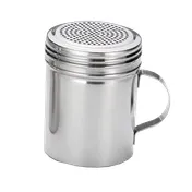 TableCraft Products H159 - 10-Ounce Steel Dredge, 2-3/4" Dia x 3-3/4" H, Perforated, Lid, Handle 1 image