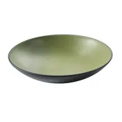 Yanco BM-307GR 7" x 7" Melamine Soup Bowl, 12 oz, Two-Tone Gray & Birmingham Green, - Dozen 1 image