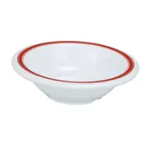 Yanco HS-5712 - 7" 12-15 oz Melamine Soup & Salad Bowl, White Red Band, Dishwasher Safe - Dozen 1 image