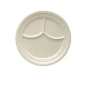 Yanco NC-510I Nu-Classic 9-1/2" Melamine Compartment Plate, 3 Compartments, Ivory - Dozen 1 image