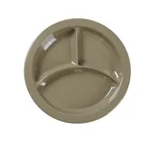 Yanco NC-512S 9" Sand Melamine 3-Compartment Plate, Beveled Foot, Dishwasher Safe - Dozen 1 image