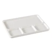 Yanco NC-7510 Tray, 4-Comp Rectangular, 9-1/4" x 6-3/4" White Melamine, Dishwasher Safe - Dozen 1 image