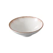 Yanco PR-508 Porto Bowl - 38 oz (8 3/4" Dia x 3" H) White/Brown China, Dishwasher Safe - Dozen 1 image