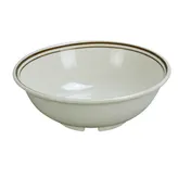 Yanco SS-507 - 7" Round Melamine Soup Bowl, 32 oz, Beige with Brown Band, Dishwasher Safe - Dozen 1 image