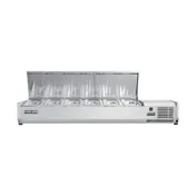 Vitlife Commercial VVRX1500/380S Refrigerated Countertop Condiment Station with Stainless Steel Lid, (6) Pan Capacity 2 image