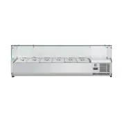 Vitlife Commercial VVRX2000/380G Refrigerated Countertop Condiment Station with Glass Lid, (9) Pan Capacity 1 image