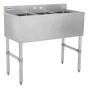 Hubert 29N-036 Kratos Underbar Compartment Sink, 3 Bowls, 60"W X 18.75"D X 33"H 1 image